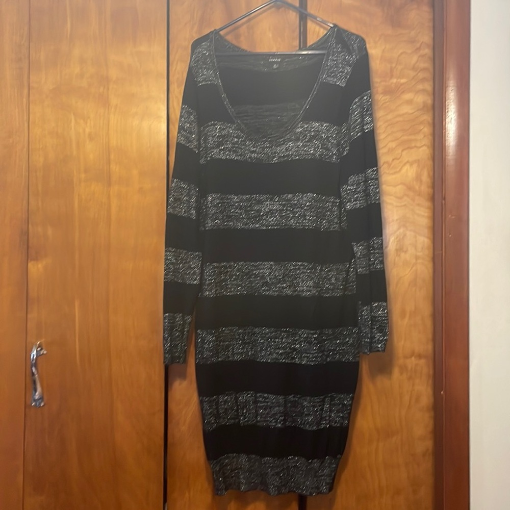 TORRID 3 Plus Size Sweater Dress Sparkle Silver Black Stripe